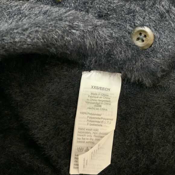 Madewell Hewitt Fuzzy Slim Button Up Cardigan True Black Size Xxs - Picture 5 of 6